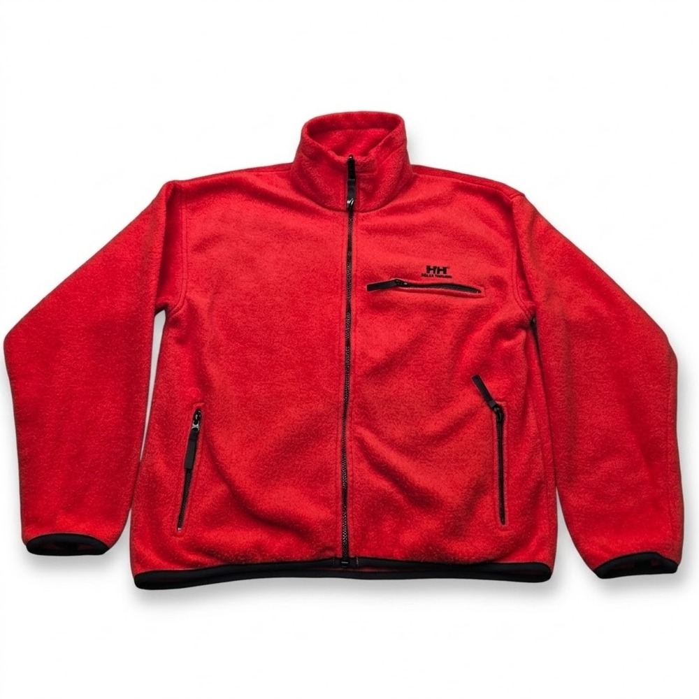 Helly Hansen Mens Small Fleece Full Zip Jacket Red Vintage Made In USA Coat EUC